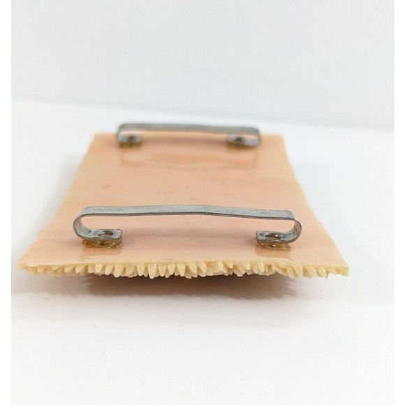 Floral Rectangle Early molded Plastic  Vintage Belt Buckle Rhinestone flowers - Picture 6 of 11